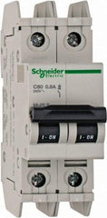 Schneider Electric - 0.50 Amp, 125 VDC, 240 VAC, 60 VDC, 1 Pole, DIN Rail Mount, Fixed Mount Miniature Circuit Breaker - Thermal Magnetic Trip, Multiple Breaking Capacity Ratings, 73mm Deep x 107mm High x 36mm Wide - Apex Tool & Supply
