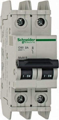 Schneider Electric - 2 Amp, 125 VDC, 240 VAC, 60 VDC, 1 Pole, DIN Rail Mount, Fixed Mount Miniature Circuit Breaker - Thermal Magnetic Trip, Multiple Breaking Capacity Ratings, 73mm Deep x 107mm High x 36mm Wide - Apex Tool & Supply