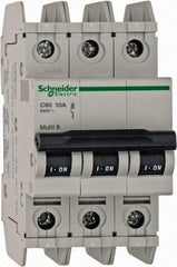 Schneider Electric - 10 Amp, 125 VDC, 240 VAC, 60 VDC, 3 Pole, DIN Rail Mount, Fixed Mount Miniature Circuit Breaker - Thermal Magnetic Trip, Multiple Breaking Capacity Ratings, 73mm Deep x 107mm High x 54mm Wide - Apex Tool & Supply