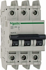 Schneider Electric - 20 Amp, 125 VDC, 240 VAC, 60 VDC, 3 Pole, DIN Rail Mount, Fixed Mount Miniature Circuit Breaker - Thermal Magnetic Trip, Multiple Breaking Capacity Ratings, 73mm Deep x 107mm High x 54mm Wide - Apex Tool & Supply