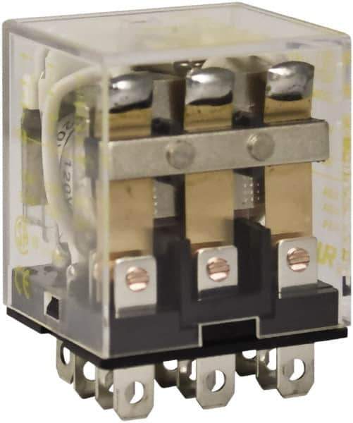 Square D - 1/2 hp at 120 Volt & 3/4 hp at 240 Volt, Electromechanical Plug-in General Purpose Relay - 10 Amp at 250 VAC, 3PDT, 120 VAC at 50/60 Hz - Apex Tool & Supply