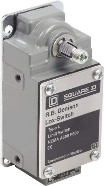 Square D - DPST, 2NC, 600 Volt Screw Terminal, Rotary Spring Return Actuator, General Purpose Limit Switch - 1, 2, 4, 12, 13 NEMA Rating, IP67 IPR Rating - Apex Tool & Supply