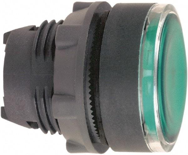 Schneider Electric - 22mm Mount Hole, Flush, Pushbutton Switch Only - Round, Green Pushbutton, Illuminated, Maintained (MA) - Apex Tool & Supply