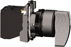 Schneider Electric - 22mm Mount Hole, 2 Position, Handle Operated, Selector Switch with Contact Blocks - Black, Maintained (MA), Shock, Vibration and Water Resistant - Apex Tool & Supply