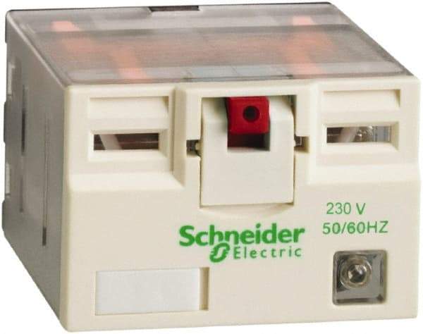 Schneider Electric - 3,750 VA Power Rating, Electromechanical Plug-in General Purpose Relay - 15 Amp at 250 VAC & 28 VDC, 4CO, 230 VAC - Apex Tool & Supply