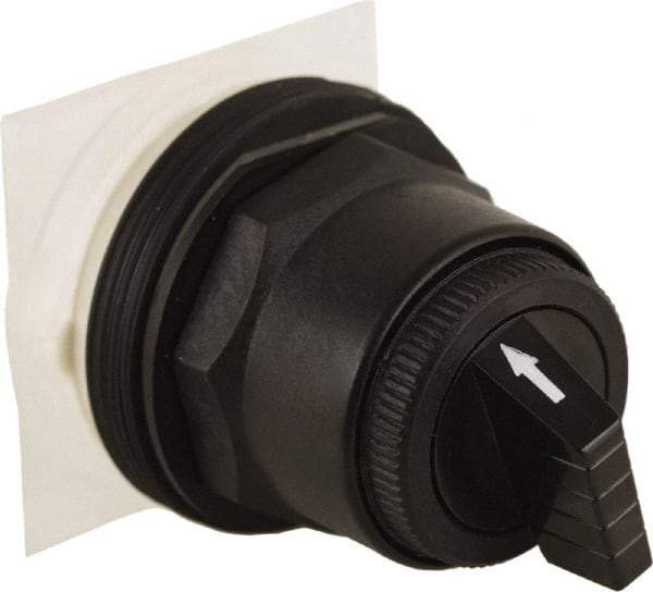 Schneider Electric - 30mm Mount Hole, 3 Position, Knob and Pushbutton Operated, Selector Switch Only - Black, Maintained (MA), without Contact Blocks, Anticorrosive, Weatherproof, Dust and Oil Resistant - Apex Tool & Supply