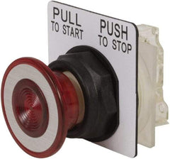 Schneider Electric - 30mm Mount Hole, Extended Mushroom Head, Pushbutton Switch with Contact Block - Round, Red Pushbutton, Maintained (MA) - Apex Tool & Supply