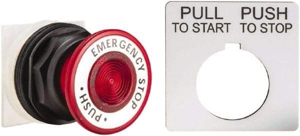 Schneider Electric - 30mm Mount Hole, Extended Straight, Pushbutton Switch Only - Red Pushbutton, Maintained (MA) - Apex Tool & Supply