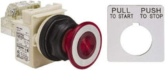 Schneider Electric - 30mm Mount Hole, Extended Straight, Pushbutton Switch with Contact Block - Red Pushbutton, Maintained (MA) - Apex Tool & Supply