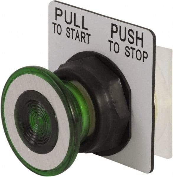 Schneider Electric - 30mm Mount Hole, Extended Mushroom Head, Extended Straight, Pushbutton Switch - Round, Green Pushbutton, Maintained (MA) - Apex Tool & Supply