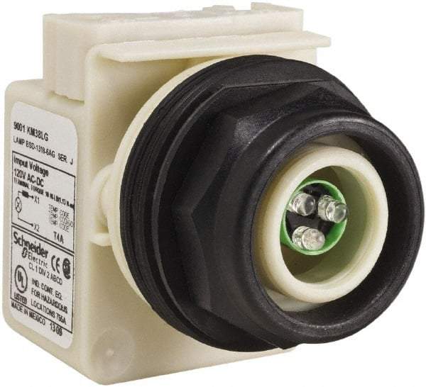 Schneider Electric - 120 V LED Indicating Light - Round Lens, Screw Clamp Connector, Corrosion Resistant, Dust Resistant, Oil Resistant - Apex Tool & Supply