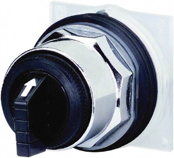 Schneider Electric - 30mm Mount Hole, 3 Position, Knob and Pushbutton Operated, Selector Switch Only - Black, Maintained (MA), without Contact Blocks, Weatherproof and Dust and Oil Resistant - Apex Tool & Supply