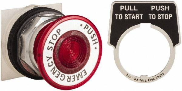 Schneider Electric - 30mm Mount Hole, Extended Straight, Pushbutton Switch Only - Round, Red Pushbutton, Maintained (MA), Weatherproof, Dust and Oil Resistant - Apex Tool & Supply
