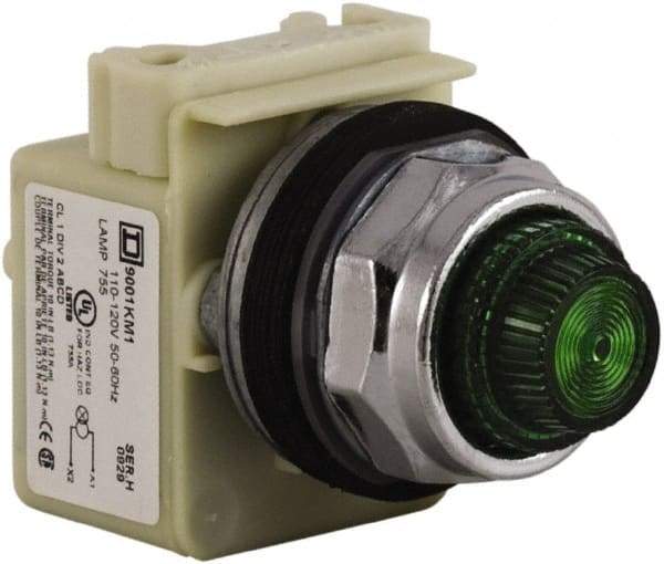 Schneider Electric - 120 VAC Green Lens Indicating Light - Screw Clamp Connector - Apex Tool & Supply