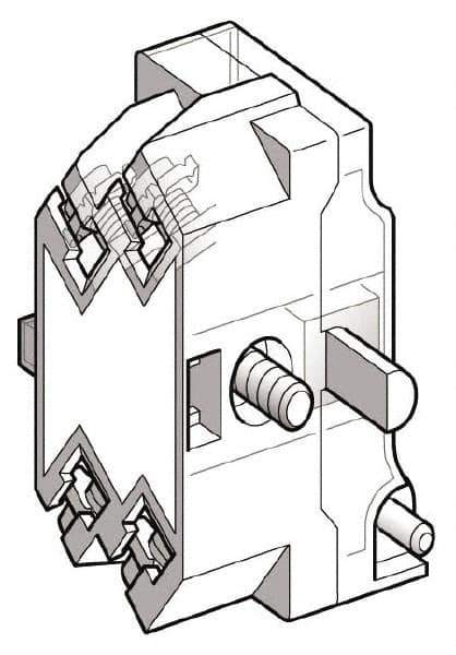 Schneider Electric - NO/NC, Multiple Amp Levels, Electrical Switch Contact Block - 125 VDC at 0.55 Amp and 240 VAC at 3 Amp, Screw Terminal, For Use with Harmony 9001K - Apex Tool & Supply