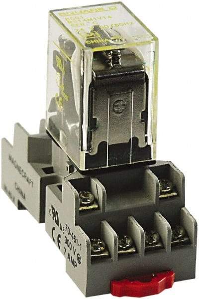Square D - 14 Pins, 300 VAC, 10 Amp, Spade Relay Socket - DIN Rail Mount, Panel Mount, Screw Clamp Terminal - Apex Tool & Supply