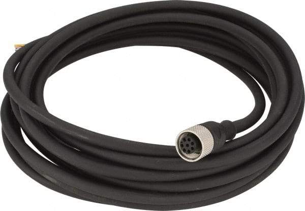 Telemecanique Sensors - 2 Amp, M12 8 Pin Female Straight Cordset Sensor and Receptacle - 250 VAC, 300 VDC, 5m Cable Length, IP67 Ingress Rating - Apex Tool & Supply