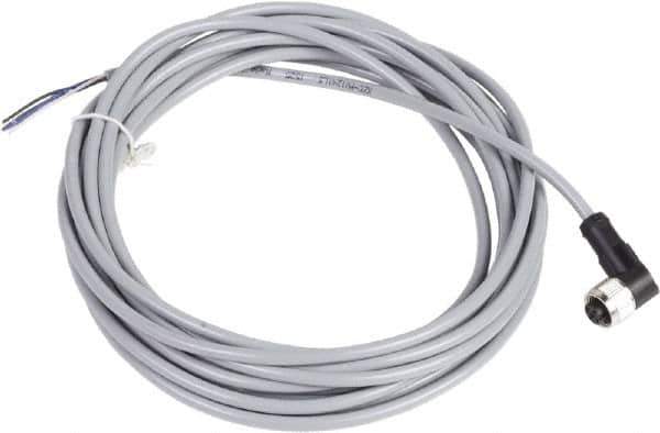 Telemecanique Sensors - 3 Amp, M12 4 Pin Elbowed Female Cordset Sensor and Receptacle - 250 VAC, 300 VDC, 5m Cable Length, IP67 Ingress Rating - Apex Tool & Supply