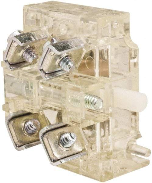 Schneider Electric - NO/NC, 10 Amp, Electrical Switch Contact Block - 600 Volt, Screw and Solder Terminal, 30mm Hole - Apex Tool & Supply