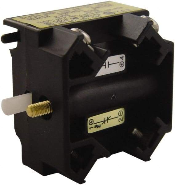 Schneider Electric - NO/NC, Multiple Amp Levels, Electrical Switch Contact Block - 125 VDC at 0.55 Amp and 240 VAC at 3 Amp, Screw Terminal, For Use with Harmony 9001K - Apex Tool & Supply