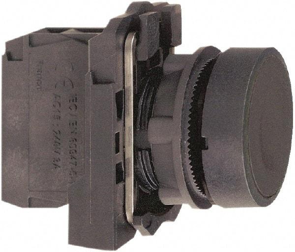 Schneider Electric - 22mm Mount Hole, Flush, Pushbutton Switch with Contact Block - Round, Black Pushbutton, Momentary (MO) - Apex Tool & Supply