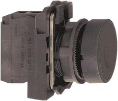 Schneider Electric - 22mm Mount Hole, Flush, Pushbutton Switch with Contact Block - Round, Black Pushbutton, Momentary (MO) - Apex Tool & Supply