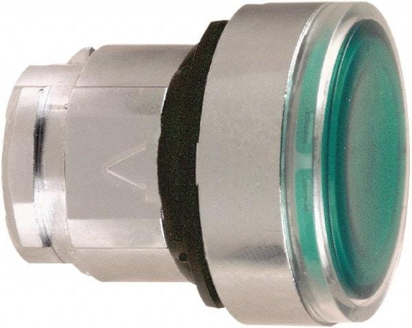 Schneider Electric - 22mm Mount Hole, Flush, Pushbutton Switch Only - Round, Green Pushbutton, Illuminated, Maintained (MA) - Apex Tool & Supply