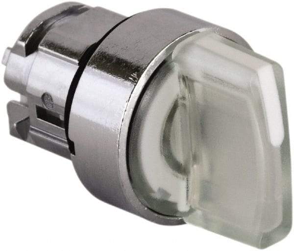 Schneider Electric - 22mm Mount Hole, 3 Position, Handle Operated, Selector Switch - White, Momentary (MO), Illuminated, Shock, Vibration and Water Resistant - Apex Tool & Supply