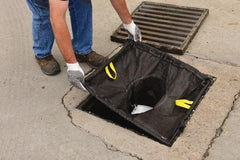Eagle - 16" Long x 20" Wide, Nonwoven Geo-Textile Barrier Absorbent - 16 x 20" to 28 x 36" Drain, Black, Use to Seal off Spills From the Environment, Oil/Sediment - Apex Tool & Supply