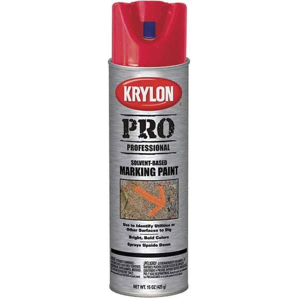 Krylon - 15 fl oz Red Marking Paint - Solvent Base Formula - Apex Tool & Supply