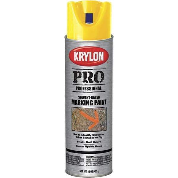Krylon - 15 fl oz Yellow Marking Paint - Solvent Base Formula - Apex Tool & Supply