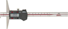 SPI - 0mm to 150mm ABS Plastic (Case) Electronic Depth Gage - 0.02mm Accuracy, 0.01mm Resolution, 4" Base Length, With Single Hook - Apex Tool & Supply