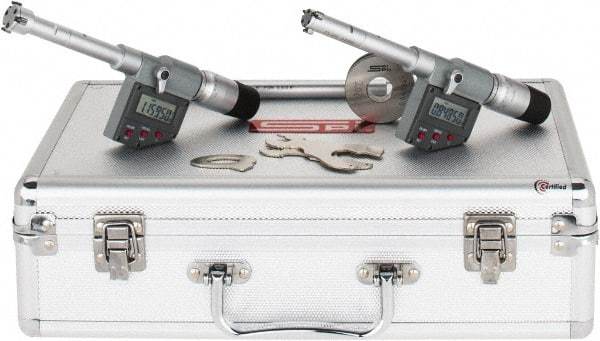 SPI - 0.5" to 0.8", IP65, Carbide Face Chrome Plated Finish, Electronic Inside Micrometer - 0.00005" Resolution, 0.00016" Accuracy, 80" Gage Depth - Apex Tool & Supply