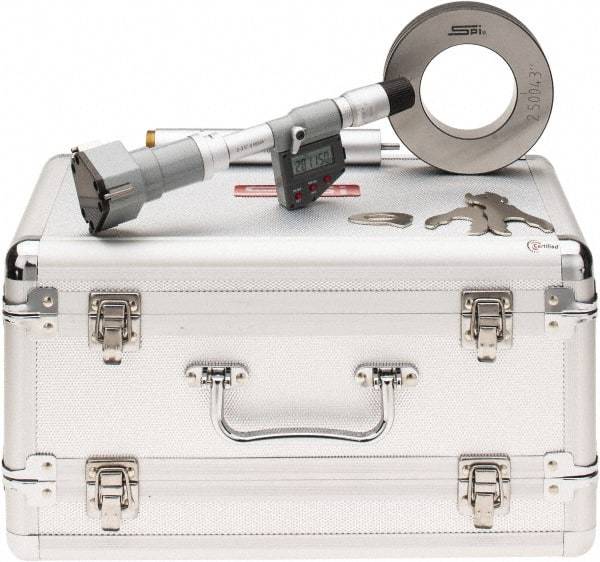 SPI - 2" to 2-1/2", IP65, Carbide Face Chrome Plated Finish, Electronic Inside Micrometer - 0.00005" Resolution, 0.0002" Accuracy, 114" Gage Depth - Apex Tool & Supply