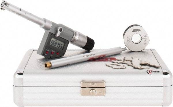 SPI - 0.5" to 0.65", IP65, Carbide Face Chrome Plated Finish, Electronic Inside Micrometer - 0.00005" Resolution, 0.00016" Accuracy, 80" Gage Depth - Apex Tool & Supply