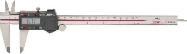 SPI - 0 to 200mm Range, 0.01mm Resolution, Electronic Caliper - Stainless Steel with 50mm Stainless Steel Jaws, 0.0015" Accuracy, Micro USB Output - Apex Tool & Supply