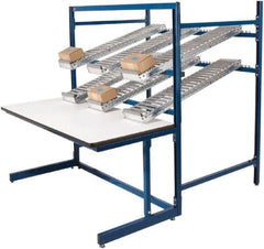 Proline - 60 Wide x 92-1/2" Deep x 36" High, Static Dissipative Workbench - T-Molded Edge, Adjustable Height Legs, Dark Blue - Apex Tool & Supply