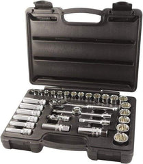 Paramount - 31 Piece 3/8" Drive Chrome Finish Socket Set - 12 Points, 6mm to 24mm Range, Metric Measurement Standard - Apex Tool & Supply