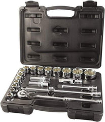 Paramount - 22 Piece 1/2" Drive Chrome Finish Socket Set - 12 Points, 10mm to 32mm Range, Metric Measurement Standard - Apex Tool & Supply
