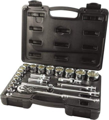 Paramount - 22 Piece 1/2" Drive Chrome Finish Socket Set - 12 Points, 5/16" to 1-1/4" Range, Inch Measurement Standard - Apex Tool & Supply
