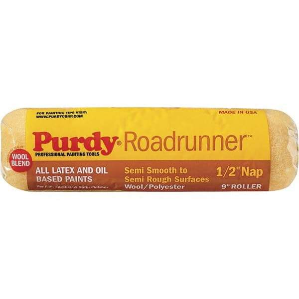 Purdy - 1/2" Nap, 9" Wide Paint Roller Cover - Semi-Smooth to Extra-Rough Texture, 50/50 Polyester & Wool Blend - Apex Tool & Supply