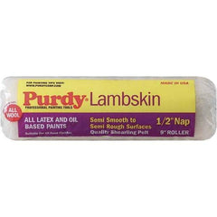 Purdy - 1/2" Nap, 9" Wide Paint Roller Cover - Semi-Smooth to Semi-Rough Texture, 100% Lambswool - Apex Tool & Supply