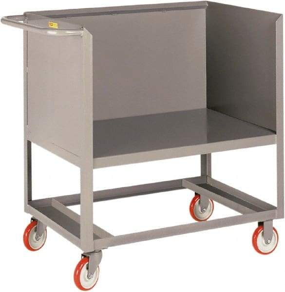 Little Giant - 1,200 Lb Capacity, 3-Sided Steel Raised Platform Box Truck - 37-1/2" Long x 18" Wide x 40" High, 5" Diam Polyurethane Wheels - Apex Tool & Supply