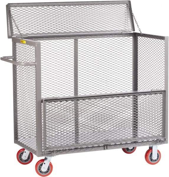 Little Giant - 3,600 Lb Capacity, Steel Security Truck - 65-1/2" Long x 24" Wide x 47" High, 6" Diam Polyurethane Wheels - Apex Tool & Supply