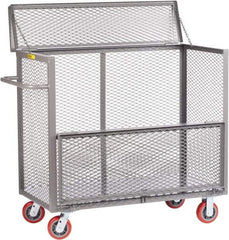 Little Giant - 3,600 Lb Capacity, Steel Security Truck - 53-1/2" Long x 30" Wide x 47" High, 6" Diam Polyurethane Wheels - Apex Tool & Supply