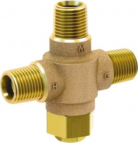 Acorn Engineering - 1/2" Pipe, 125 Max psi, Lead Free Brass Water Mixing Valve & Unit - 4.5 GPM at 45 psi Flow Rate, NPT End Connections - Apex Tool & Supply