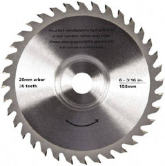 QEP - 6-3/16" Diam, 20mm Arbor Hole Diam, 36 Tooth Wet & Dry Cut Saw Blade - Tungsten Carbide-Tipped, Crosscut Action, Standard Round Arbor - Apex Tool & Supply