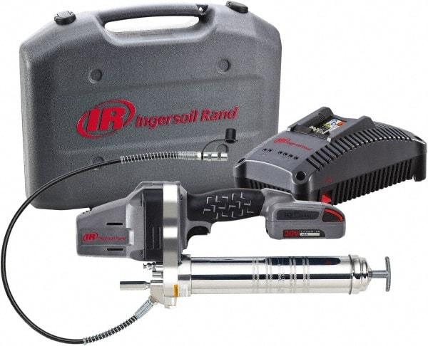 Ingersoll-Rand - 6,250 Max psi, Flexible Battery-Operated Grease Gun - 14 oz (Cartridge) Capacity, Includes Battery & Battery Charger - Apex Tool & Supply