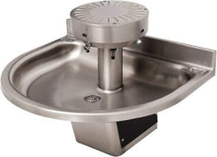 Acorn Engineering - Semi-Circular, Infrared Sensor, Wall Outlet Drain, 38" Diam, 3 Person Capacity, Stainless Steel, Wash Fountain - 0.5 GPM - Apex Tool & Supply