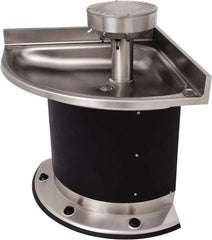 Acorn Engineering - Corner, Foot-Controlled, Wall Outlet Drain, 37" Diam, 3 Person Capacity, Stainless Steel & Vinylclad Galvanized Steel, Wash Fountain - 0.5 GPM - Apex Tool & Supply